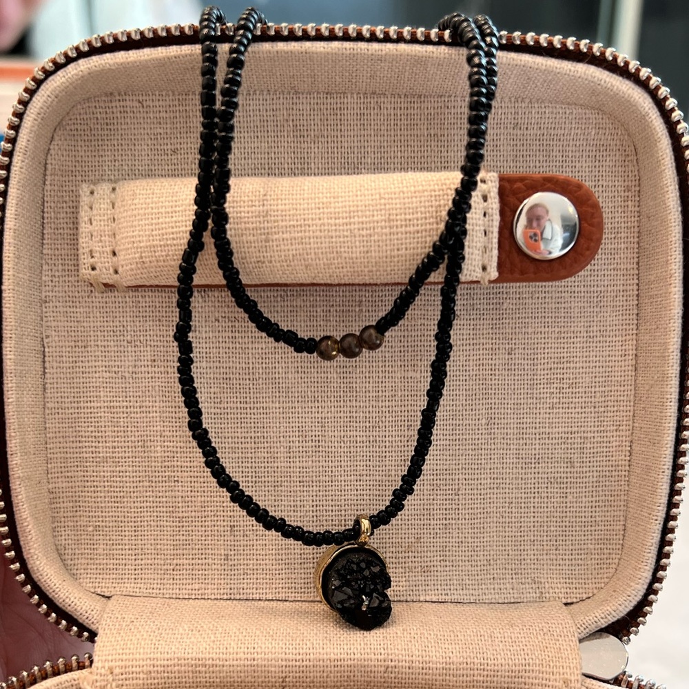 Double layered gemstone necklace